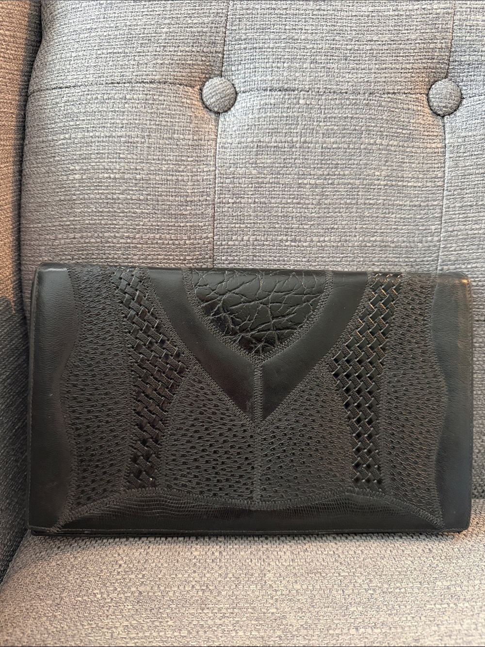 Vintage Original by Caprice Elegant Black Woven Clutch/ Shoulder Bag